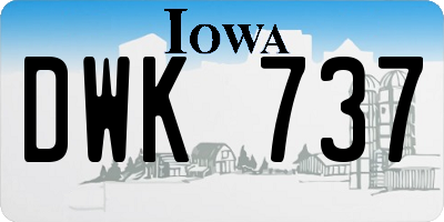 IA license plate DWK737
