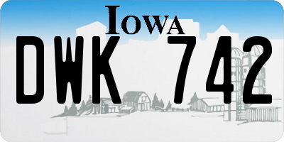 IA license plate DWK742