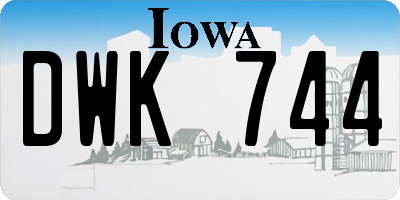 IA license plate DWK744