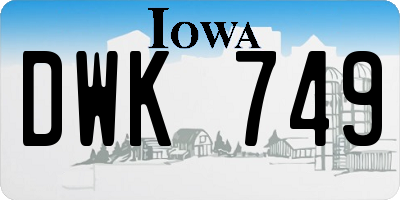 IA license plate DWK749