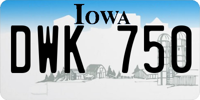 IA license plate DWK750