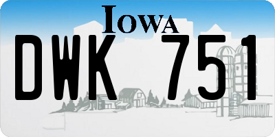 IA license plate DWK751