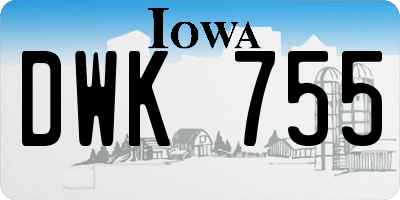 IA license plate DWK755