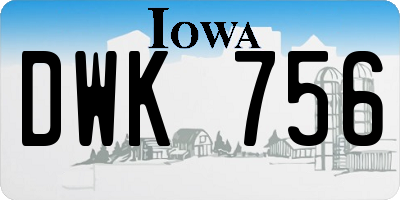 IA license plate DWK756