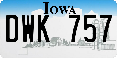 IA license plate DWK757