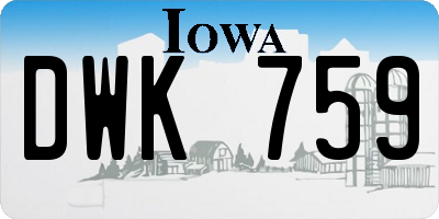 IA license plate DWK759