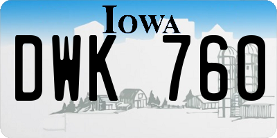 IA license plate DWK760