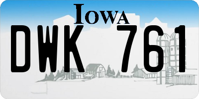 IA license plate DWK761