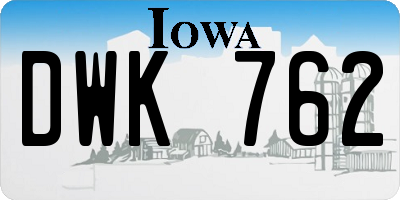 IA license plate DWK762