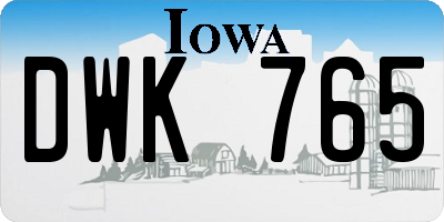IA license plate DWK765