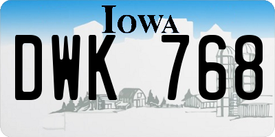 IA license plate DWK768