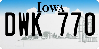 IA license plate DWK770