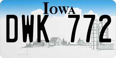 IA license plate DWK772