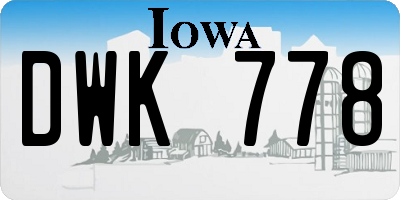 IA license plate DWK778