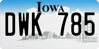 IA license plate DWK785