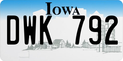 IA license plate DWK792