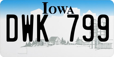 IA license plate DWK799