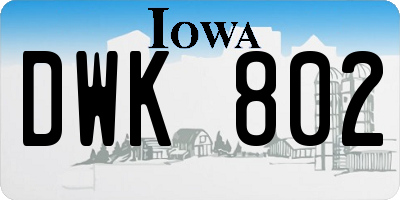 IA license plate DWK802