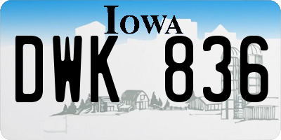 IA license plate DWK836