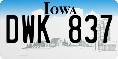 IA license plate DWK837