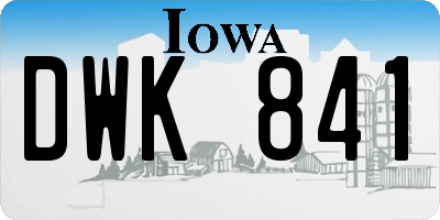 IA license plate DWK841