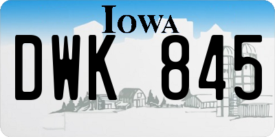 IA license plate DWK845
