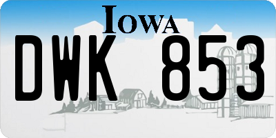 IA license plate DWK853