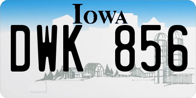 IA license plate DWK856