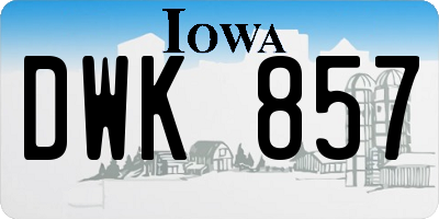 IA license plate DWK857