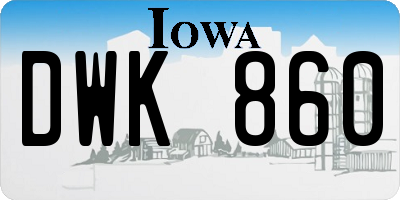 IA license plate DWK860