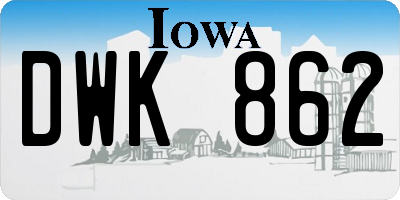 IA license plate DWK862
