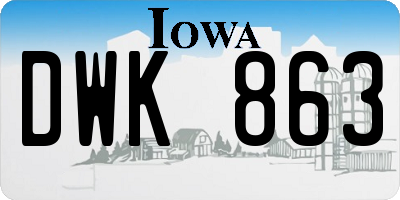 IA license plate DWK863