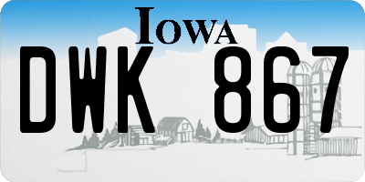 IA license plate DWK867