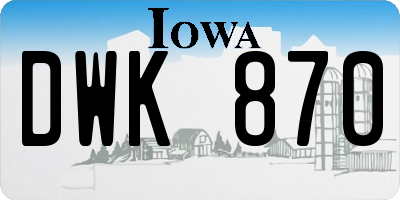 IA license plate DWK870