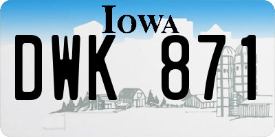 IA license plate DWK871