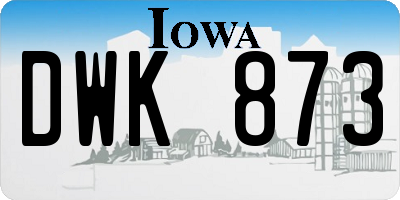 IA license plate DWK873