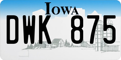 IA license plate DWK875
