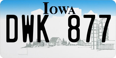 IA license plate DWK877