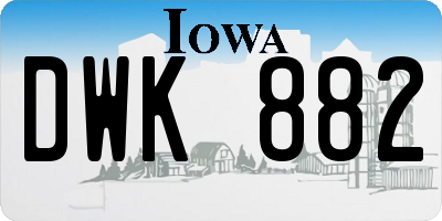 IA license plate DWK882