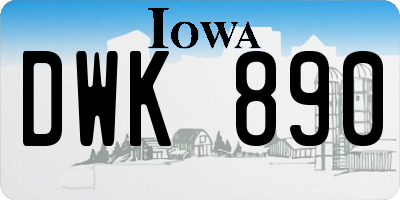 IA license plate DWK890