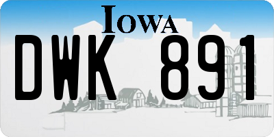IA license plate DWK891