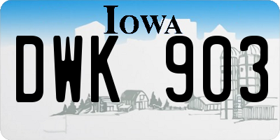 IA license plate DWK903