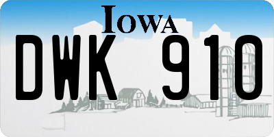 IA license plate DWK910