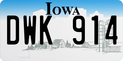 IA license plate DWK914