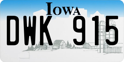 IA license plate DWK915