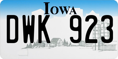 IA license plate DWK923