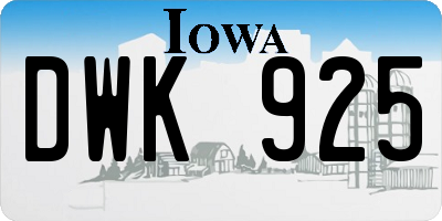 IA license plate DWK925