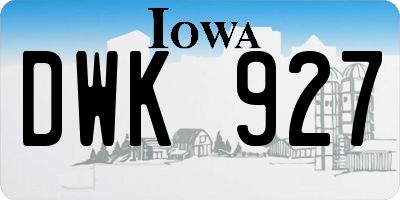 IA license plate DWK927