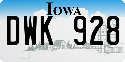 IA license plate DWK928