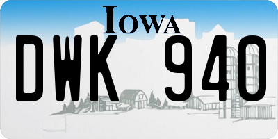 IA license plate DWK940